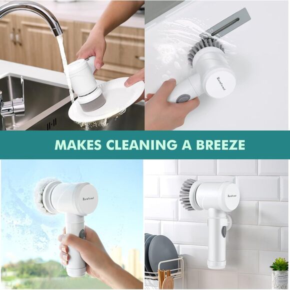 Zane Forest Electric Spin Scrubber – 5 Brush Heads, Cordless, Multi-Room Cleaner - Picture 10 of 12